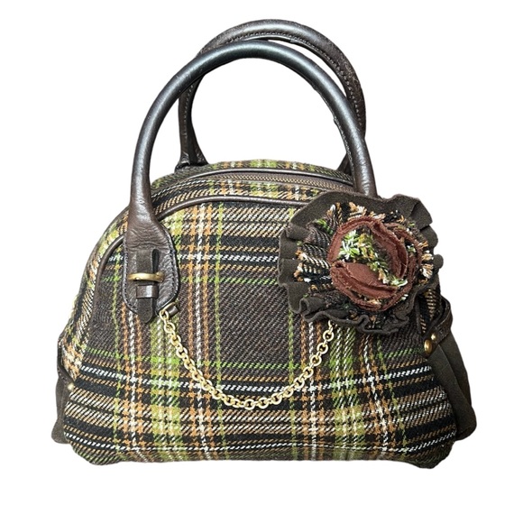 Juicy Couture Handbags - Juicy Couture rare vintage Y2K brown green plaid tweed wool bag